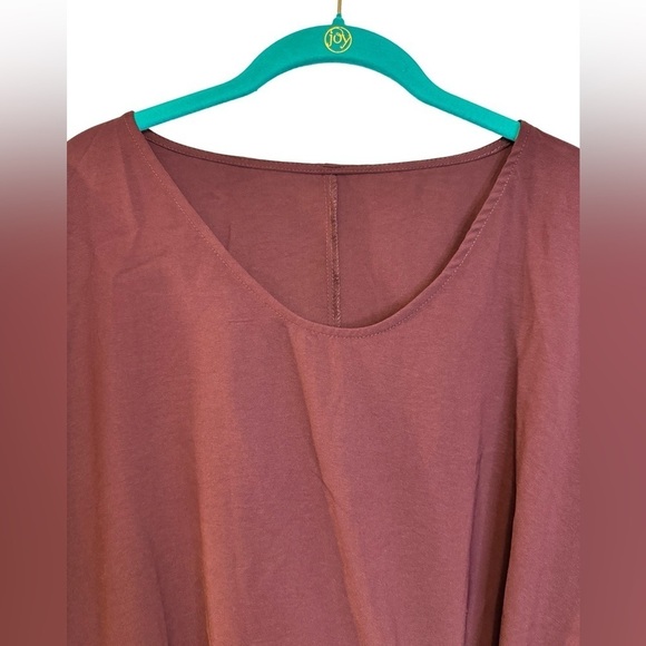 SHEIN Curve Maroon Brown Tie Front Short Sleeve Blouse Size 1XL NWOT ☀️ - Picture 5 of 14